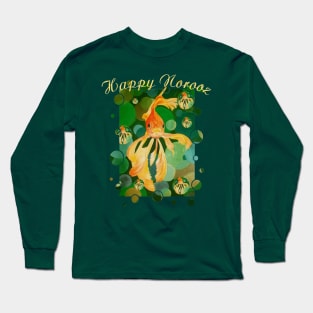 Happy Norooz Cat New Year Goldfish In Green Sea Long Sleeve T-Shirt